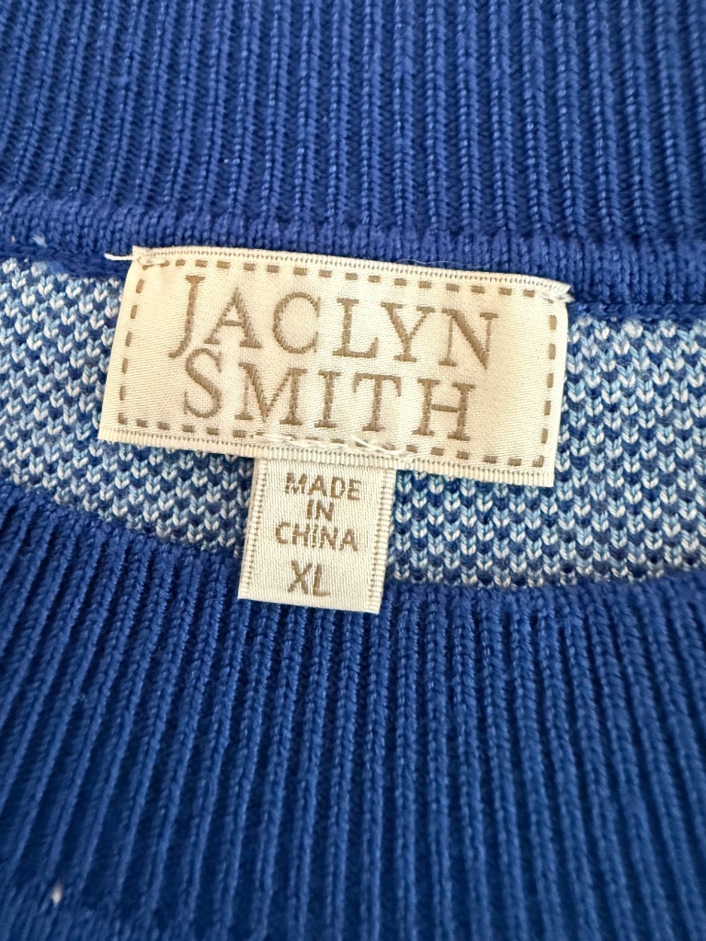 Jaclyn Smith Blue Floral Jacquard Knit Pullover Sweater Size XL NWT - Picture 10 of 16
